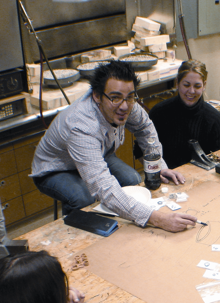 Doug Bucci (1971-) in the classroom as a visiting artist at Ferris State University, Grand Rapids, Michigan, 2012. Photograph by Phil Renato.