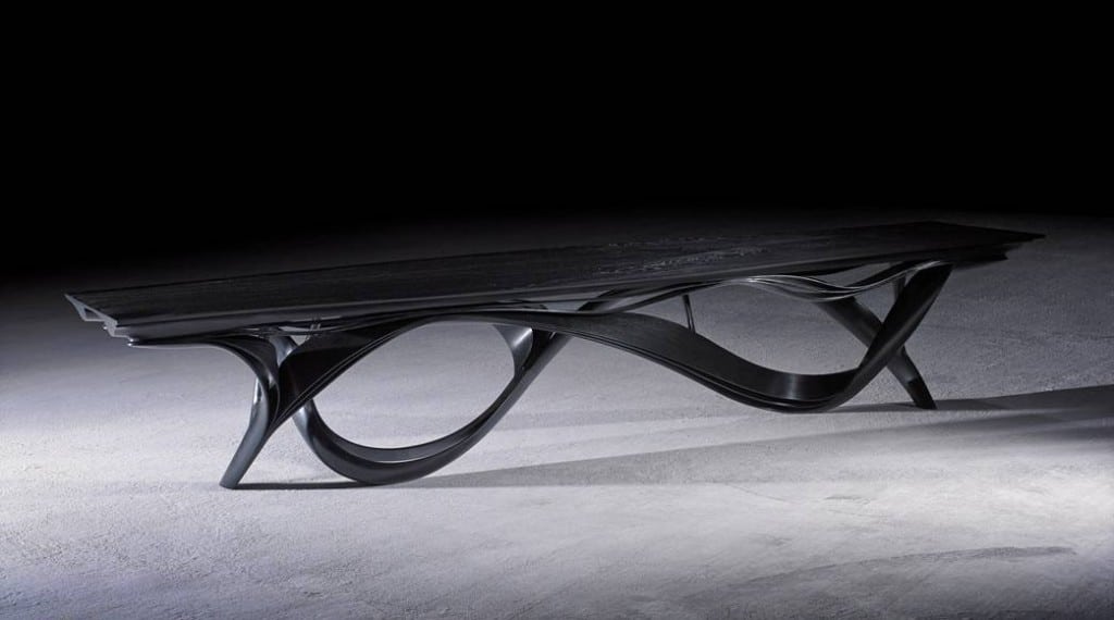“Enignum XII” Dining Table by Joseph Walsh IRE, 2013. Olive Ash with a black pigment finish.