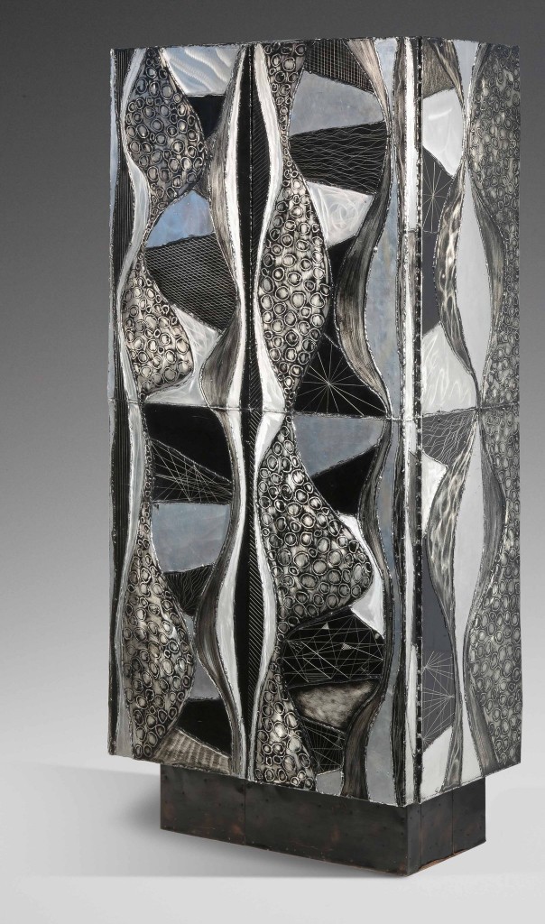 Paul Evans's armoire of welded and etched aluminum. Richard Goodbody/Brant Foundation