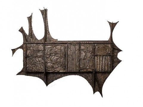 Paul Evans Free Form Sculpted Bronze Wall-mounted Console, USA, c. 1970s