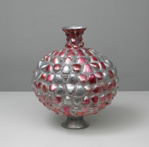 “Silver and Pink” by Shari Mendelson, USA, 2014.  Plastic, hot glue, acrylic polymer, resin and paint.