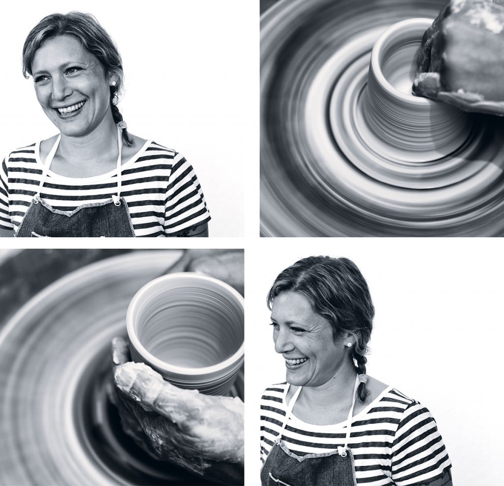 MOLLY HATCH AT HER POTTERY WHEEL. PHOTOS BY MICHAEL PIAZZA